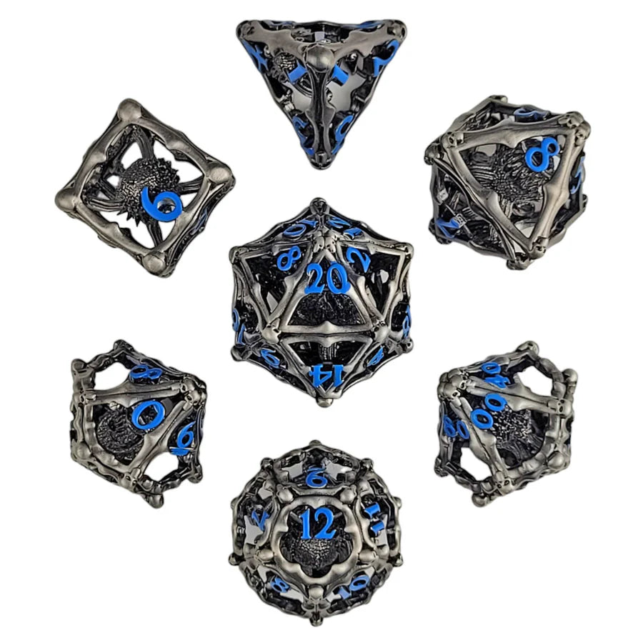Forged Gaming: Metal 7-Die Set - "Grave Watcher (Silver/Blue)" Dice & Gaming Accessories Forged Gaming