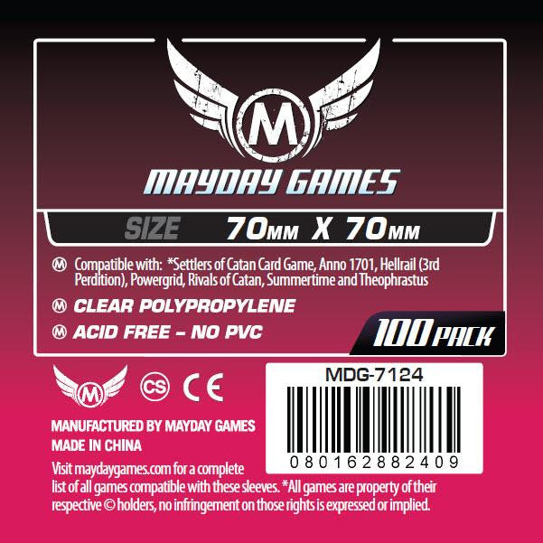 Mayday: Small Square Sleeves 70mm X 70mm 100Ct Card Sleeves Mayday Games