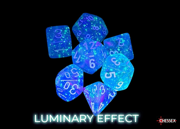 Chessex: 7-Die Set Luminary Nebula - Aura/White Dice & Gaming Accessories Chessex