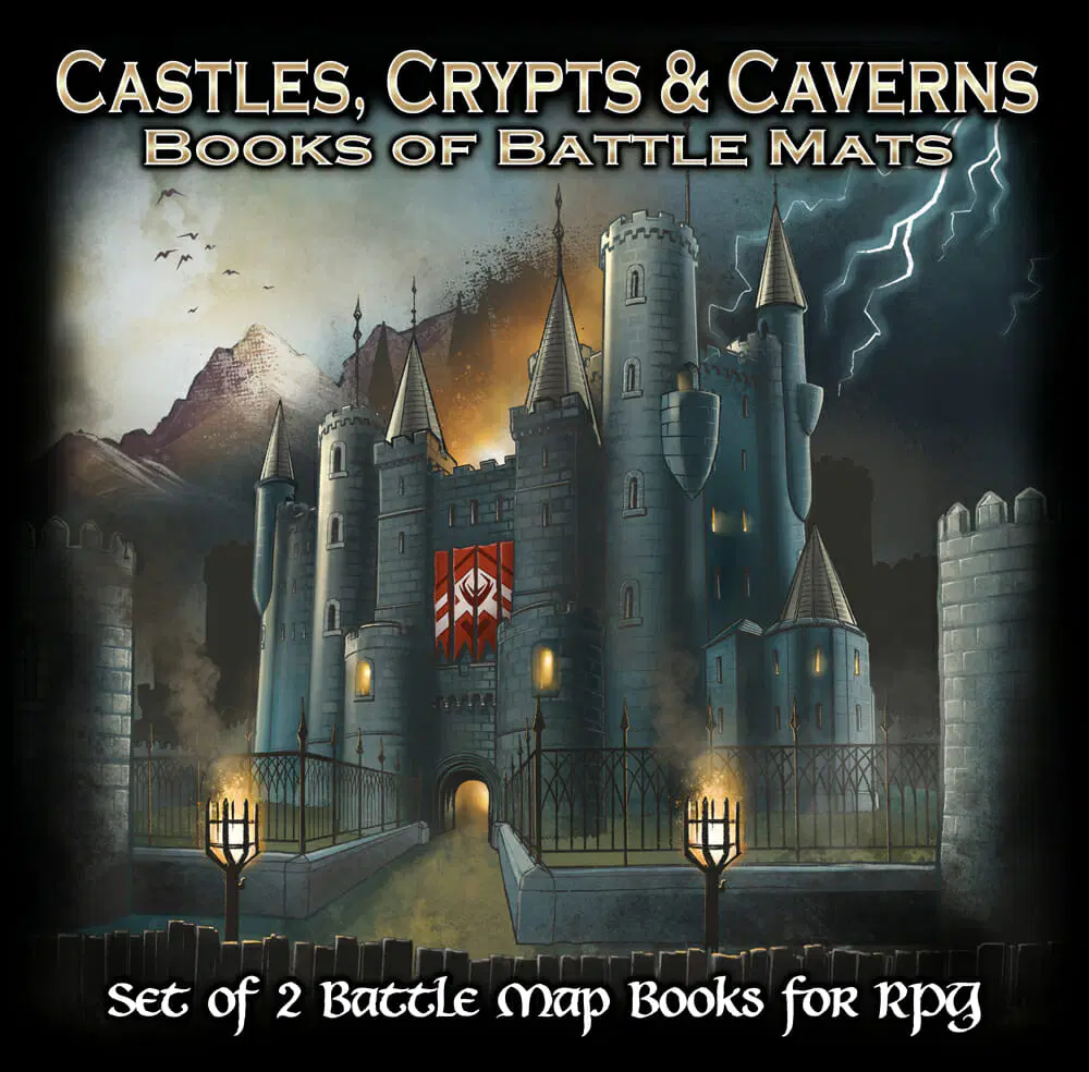 Book of Battle Mats: Castles, Crypts and Caverns RPG Miniatures Loke Mats