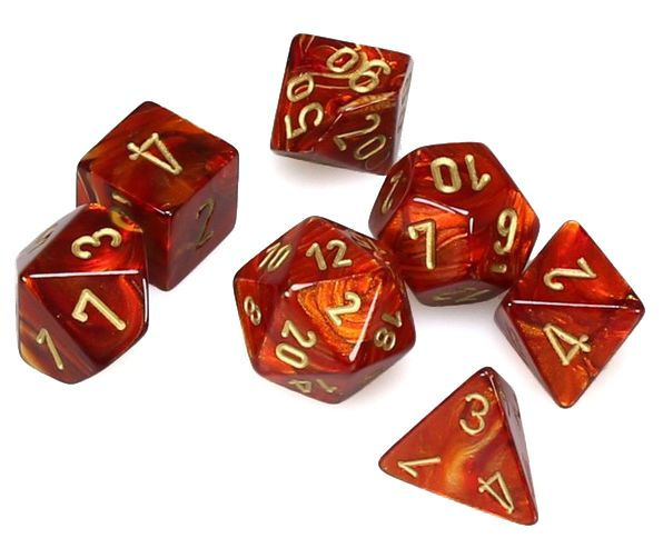 Chessex: Mini 7-Die Set Scarab - Scarlet/Gold Dice & Gaming Accessories Chessex
