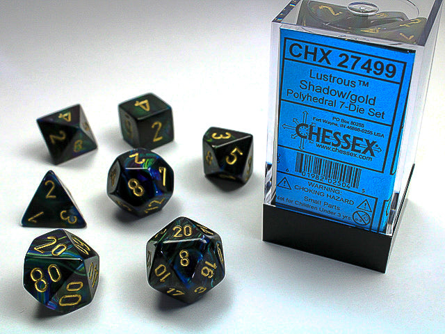 Chessex: 7-Die Set Lustrous - Shadow/Gold Dice & Gaming Accessories Chessex