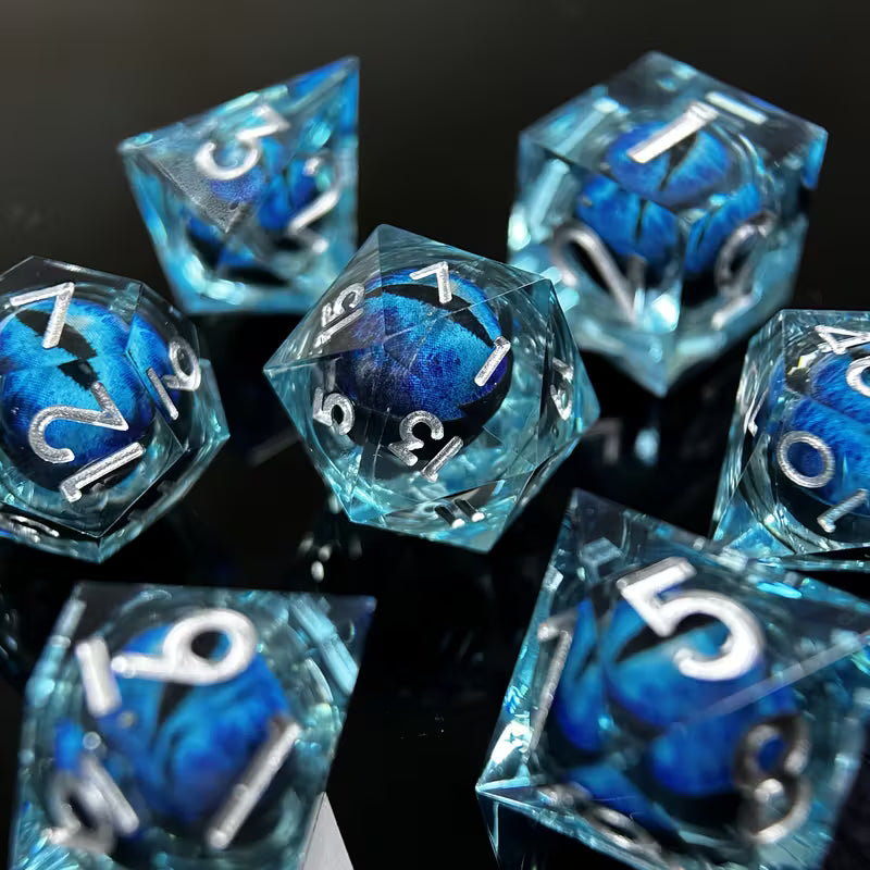 Seriously Good Dice: Dragon's Eye 7 Die Set "Sapphire Dragon" Dice & Gaming Accessories Taps Imports