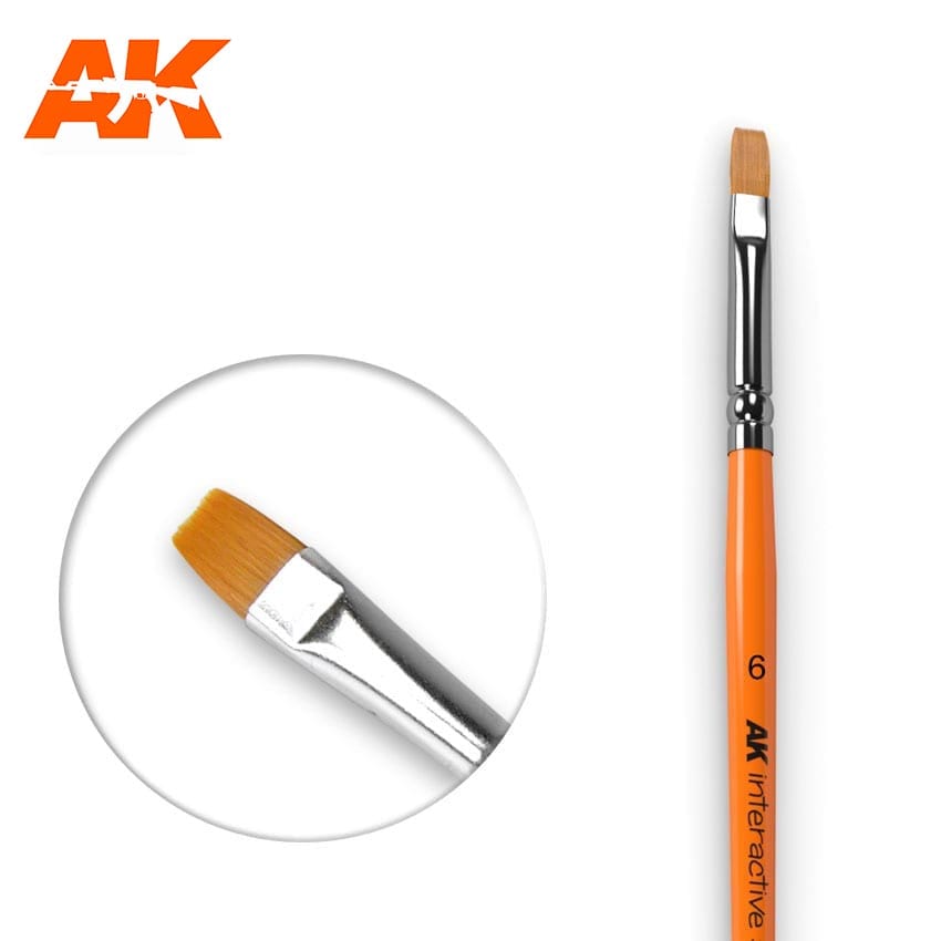 AK Interactive: Flat Brush 6 Synthetic Hobby Brushes AK INTERACTIVE