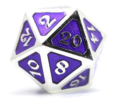 Die Hard Dice: Platinum Amethyst Mythica D20 (Metal) Dice & Gaming Accessories Die Hard Dice