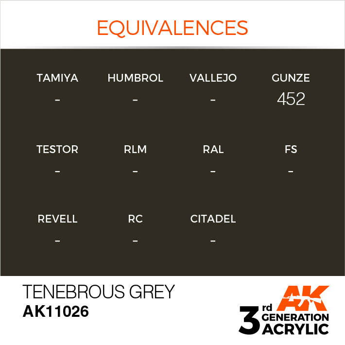AK Interactive: 3rd Gen Acrylic Tenebrous Grey 17ml Model Paints AK INTERACTIVE