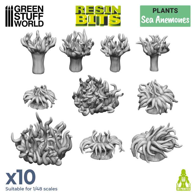 Green Stuff World: 3D printed set - Sea Anemones Model Tools & Glue Green Stuff World