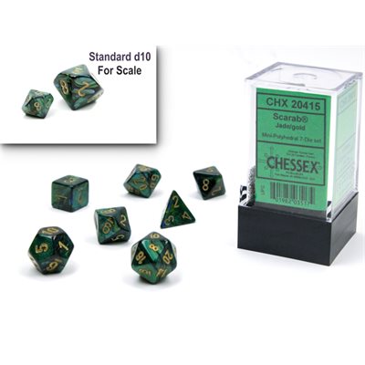 Chessex: Mini 7-Die Set Scarab - Jade/Gold Dice & Gaming Accessories Chessex