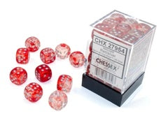 Chessex: 36Ct D6 Dice Set Luminary Nebula - Red/Silver (12mm) Dice & Gaming Accessories Chessex