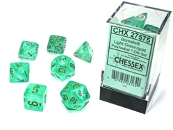 Borealis 7-Die Light Green/Gold With Luminary CHX27575  Chessex Dice Taps Games Edmonton Alberta
