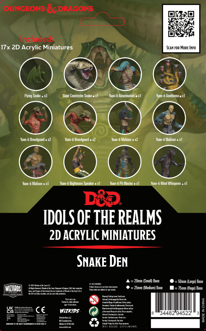D&D Idols of the Realms: Snake Den 2D Acrylic Miniatures RPG Miniatures WizKids