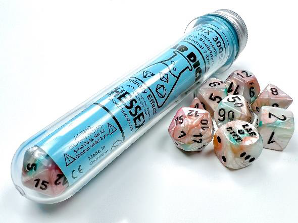 Chessex: 7-Die Set Lab Dice Luminary Lustrous - Sea Shell/Black Dice & Gaming Accessories Chessex