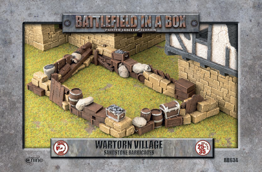 Battlefield in a Box: Wartorn Village Sandstone Barricades Terrain Gale Force Nine