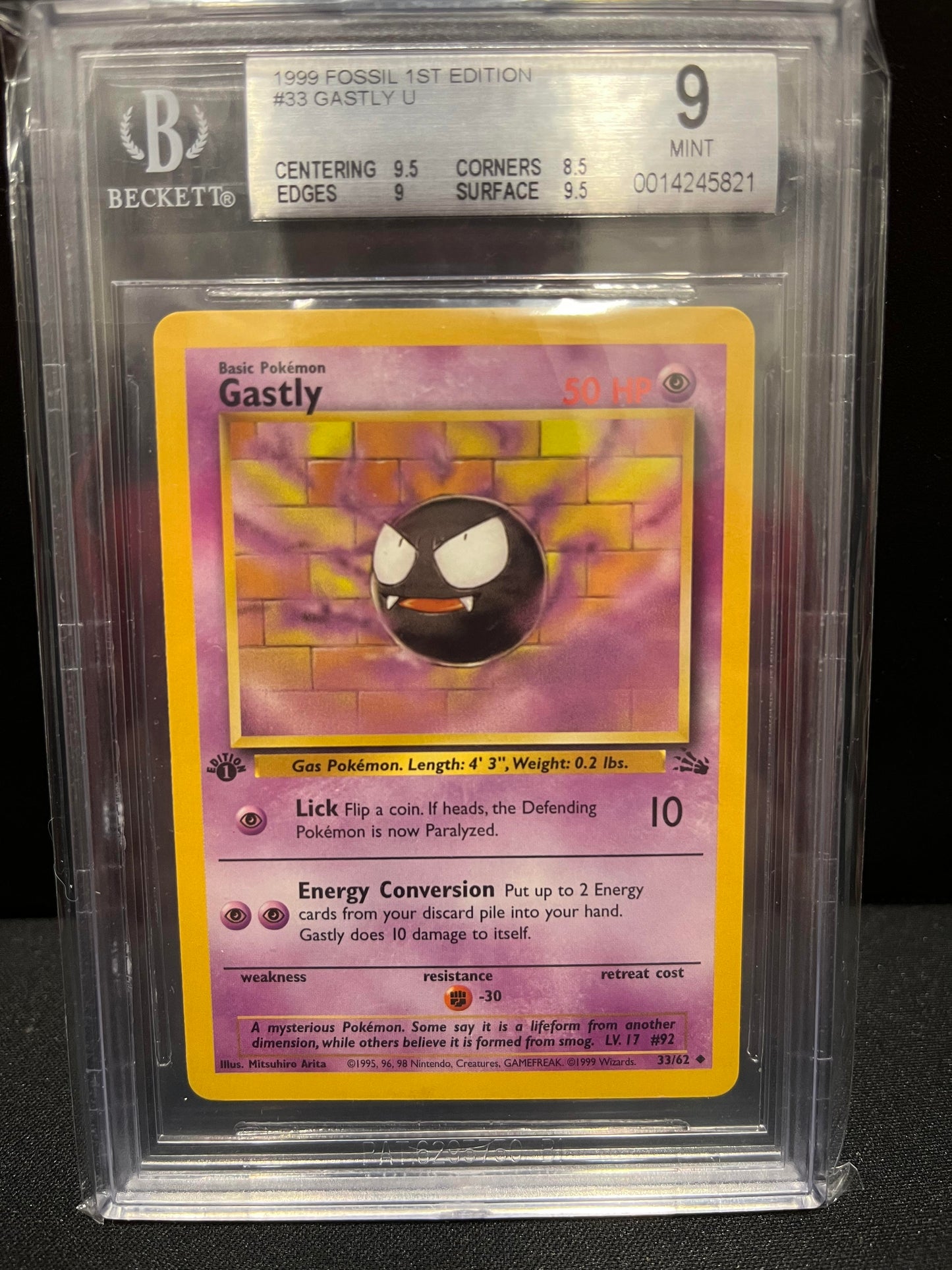 Gastly (33/62) BGS 9 Graded Pokemon Cards Pokemon