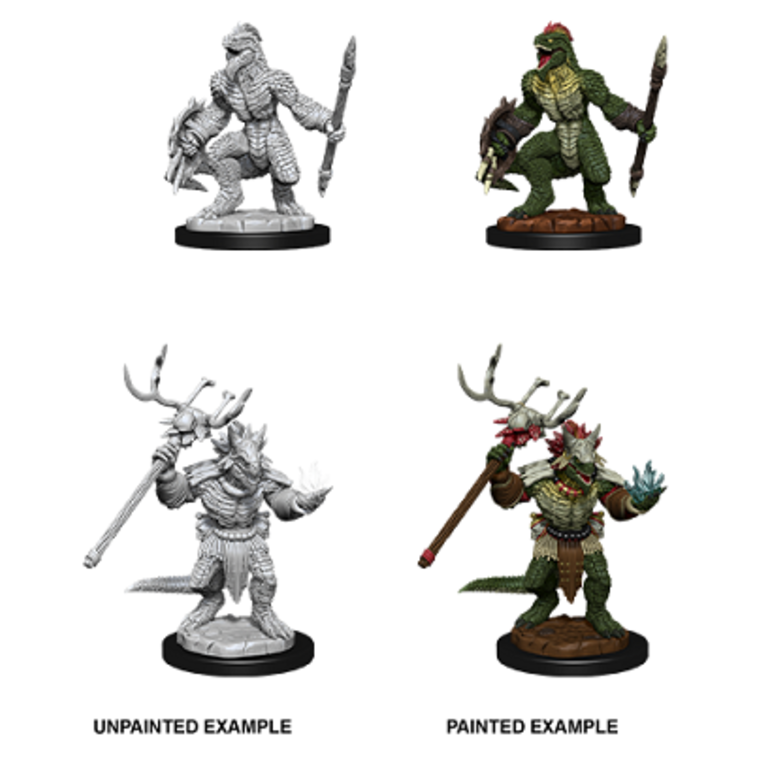 D&D Nolzur's Marvelous Miniatures: W12 Lizardfolk & Lizardfolk Shaman Unpainted Miniatures WizKids