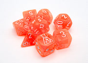 Chessex: 7-Dice Set Lab Dice Translucent - Neon Orange/White Dice & Gaming Accessories Chessex