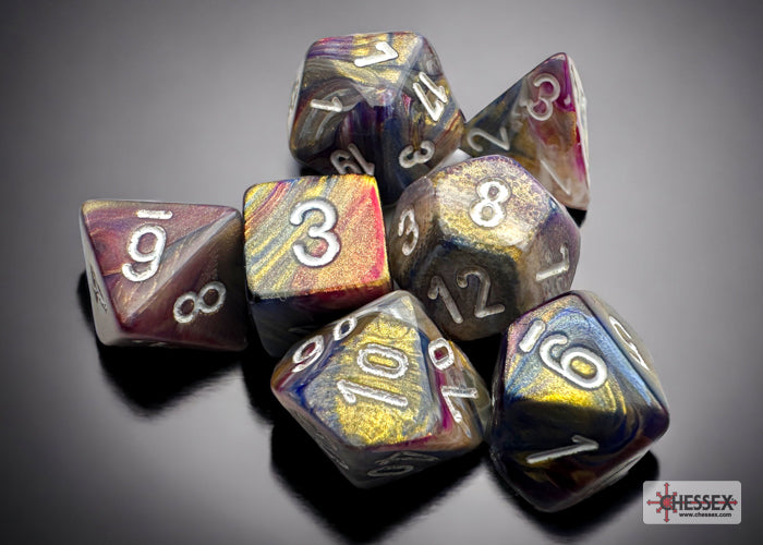 Chessex: Mini 7-Die Set Festive - Carousel/White Dice & Gaming Accessories Chessex
