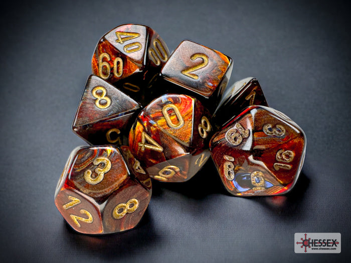 Chessex: Mini 7-Die Set Scarab - Blue Blood/Gold Dice & Gaming Accessories Chessex
