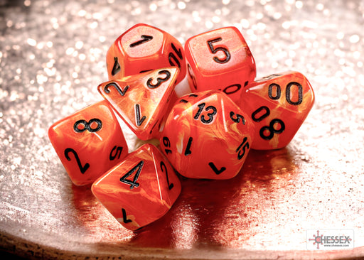 Chessex: Mini 7-Die Set Vortex - Orange/black Dice & Gaming Accessories Chessex
