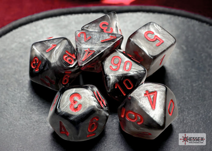Chessex: Mini 7-Die Set Velvet - Black/Red Dice & Gaming Accessories Chessex