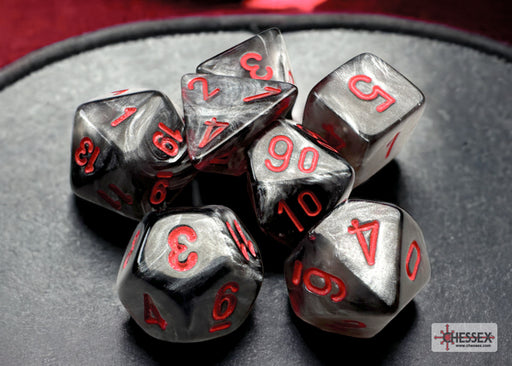Chessex: Mini 7-Die Set Velvet - Black/Red Dice & Gaming Accessories Chessex