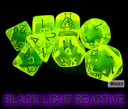 Chessex: 7-Dice Set Lab Dice Translucent - Neon Yellow/White Dice & Gaming Accessories Chessex