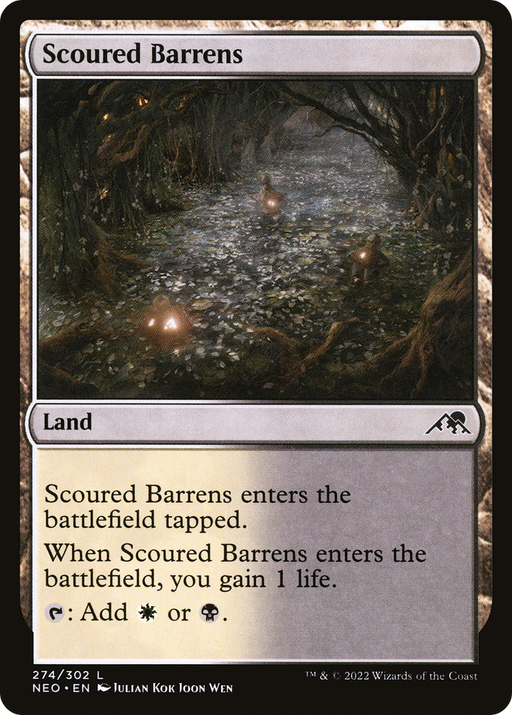 Scoured Barrens (NEO-274) [Kamigawa: Neon Dynasty] Foil MTG Single Wizards of the Coast