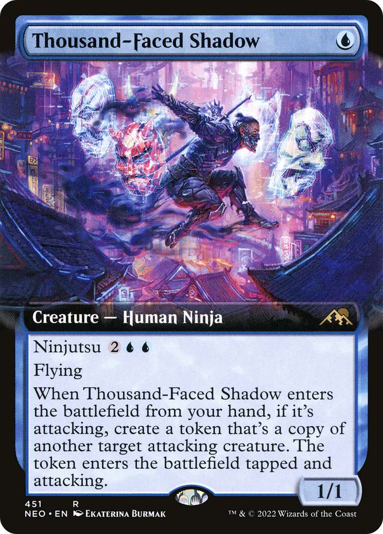 Thousand-Faced Shadow (NEO-451) [Kamigawa: Neon Dynasty] (Extended Art) Foil MTG Single Wizards of the Coast