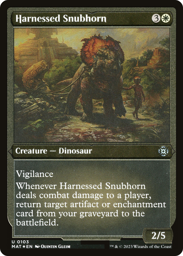 Harnessed Snubhorn (MAT-103) [March of the Machine: The Aftermath] Etched Foil MTG Single Wizards of the Coast