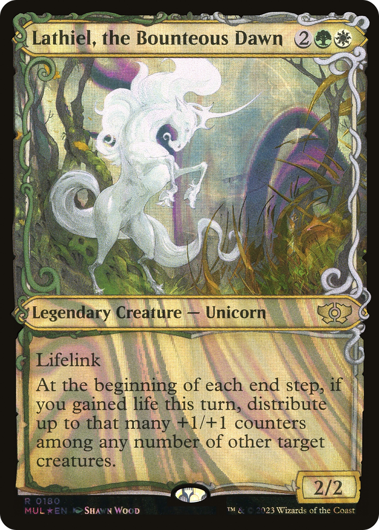 Lathiel, the Bounteous Dawn (Halo Foil) (MUL-180) [Multiverse Legends] (Showcase) Foil MTG Single Wizards of the Coast