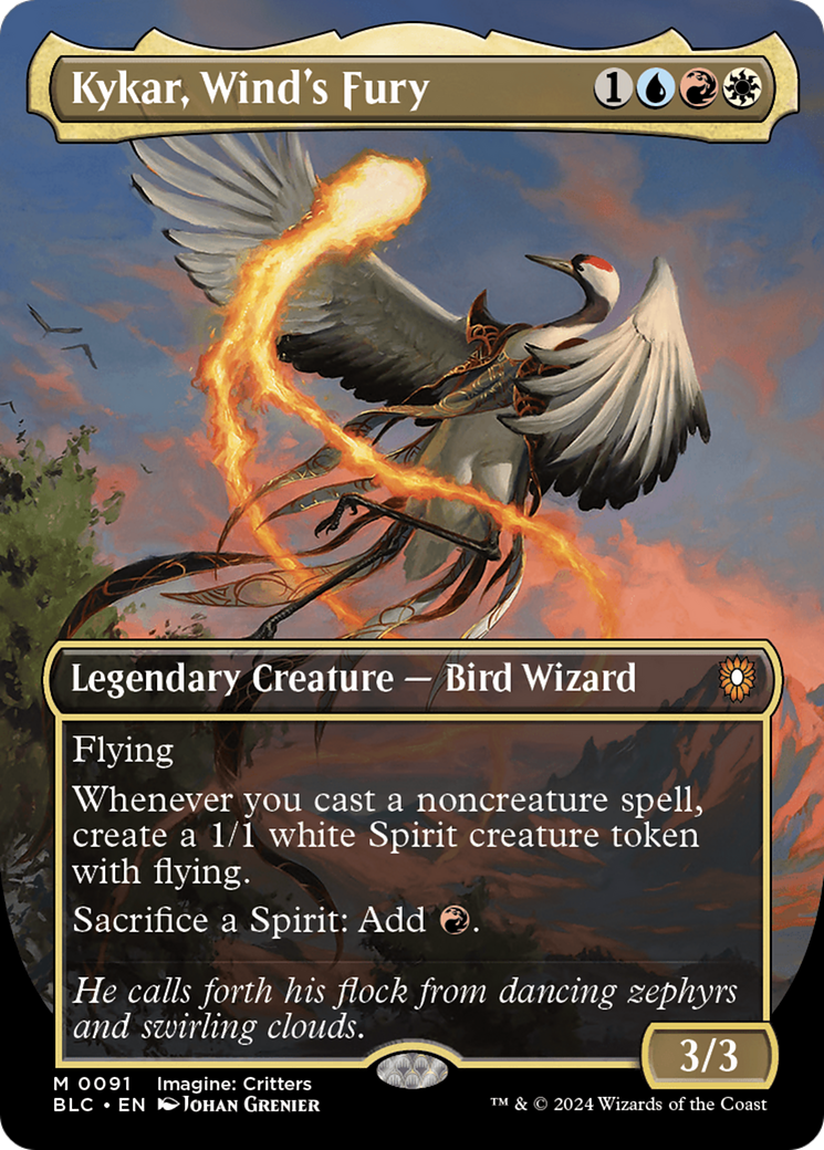Kykar, Wind's Fury (BLC-091) [Bloomburrow Commander] (Borderless) MTG Single Wizards of the Coast