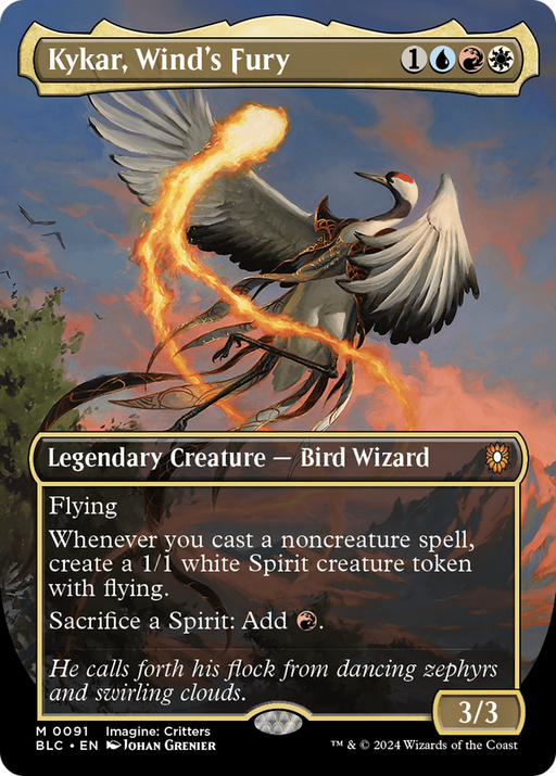 Kykar, Wind's Fury (BLC-091) [Bloomburrow Commander] (Borderless) MTG Single Wizards of the Coast
