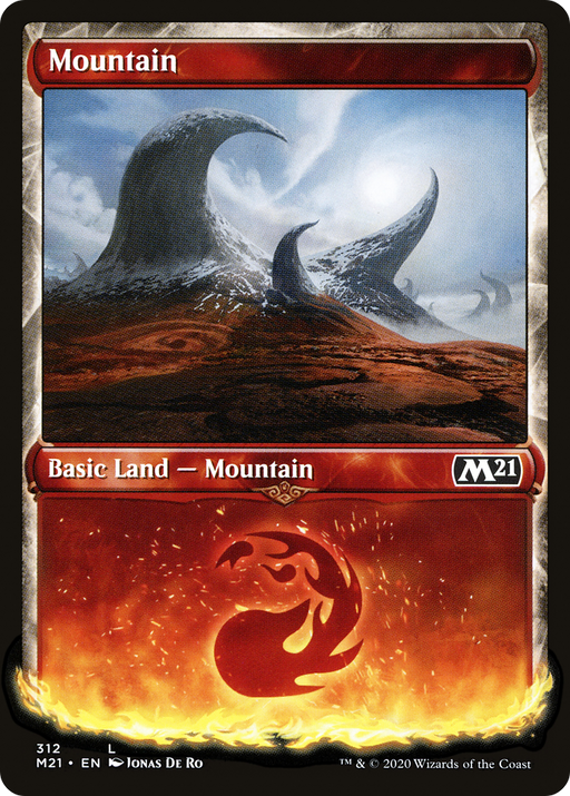 Mountain (M21-312) [Core Set 2021] (Showcase) Foil MTG Single Wizards of the Coast