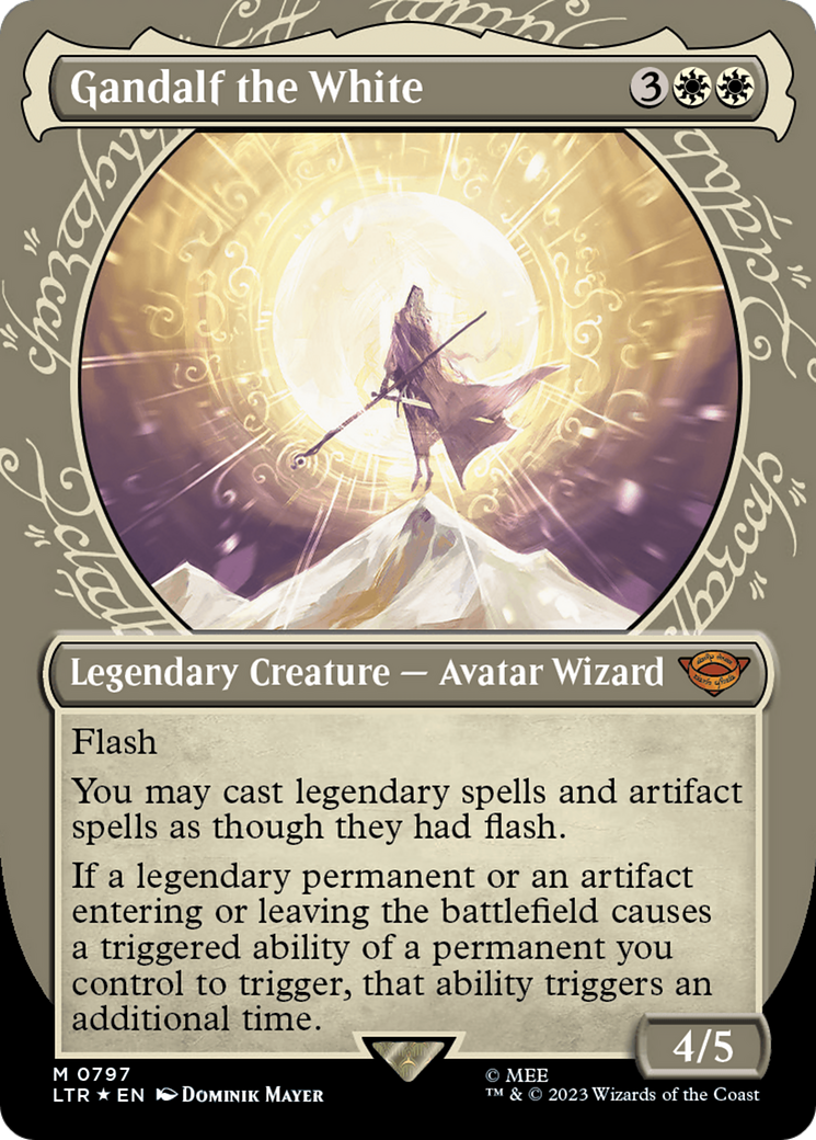 Gandalf the White (Surge Foil) (LTR-797) [The Lord of the Rings: Tales of Middle-earth] (Showcase) (Borderless) Foil MTG Single Wizards of the Coast