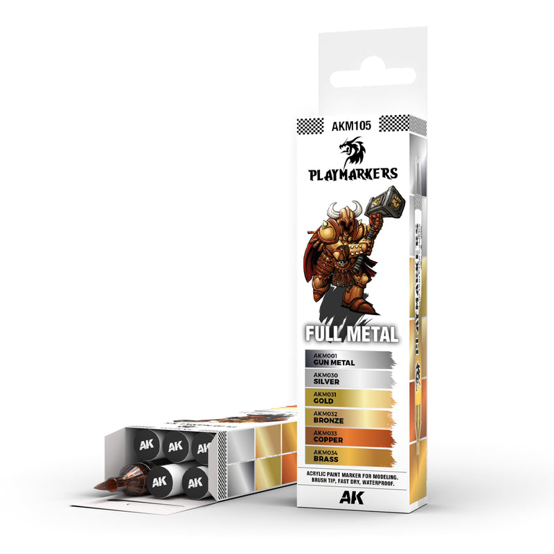AK Interactive: Playmarkers Set - Full Metal (6 Units) Model Paints AK INTERACTIVE