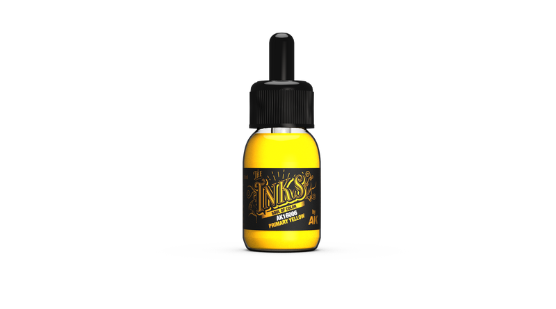 AK Interactive: The INKS Primary Yellow 30 ml Model Paints AK INTERACTIVE