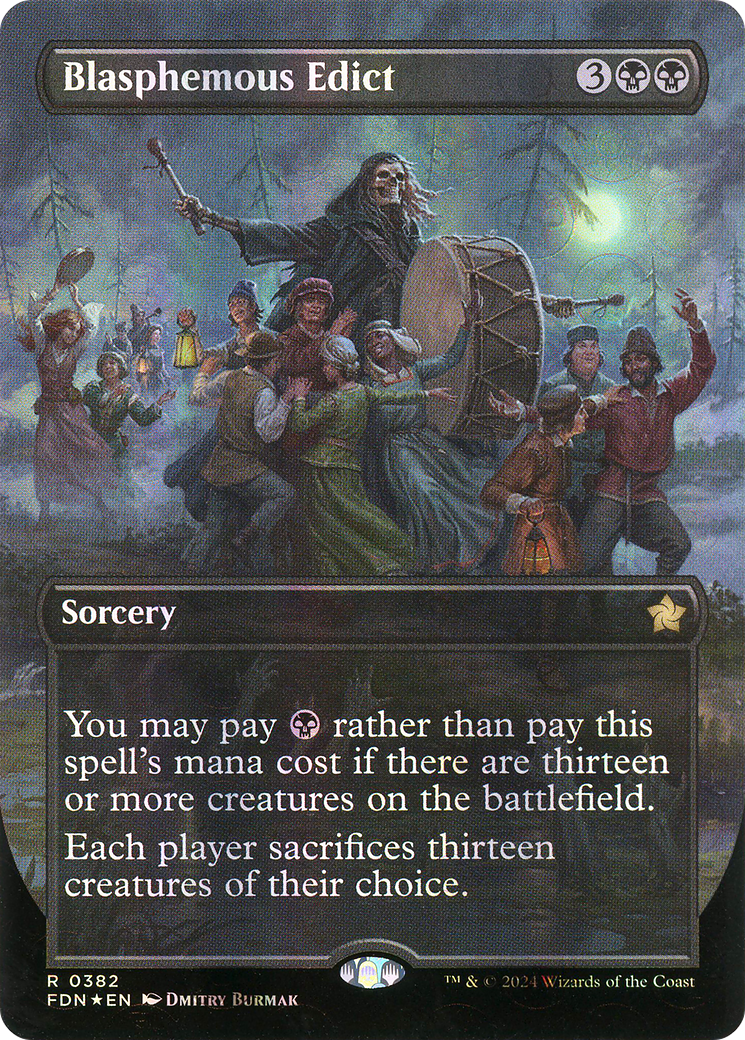 Blasphemous Edict (Mana Foil) (FDN-382) [Foundations] (Borderless) Foil MTG Single Wizards of the Coast