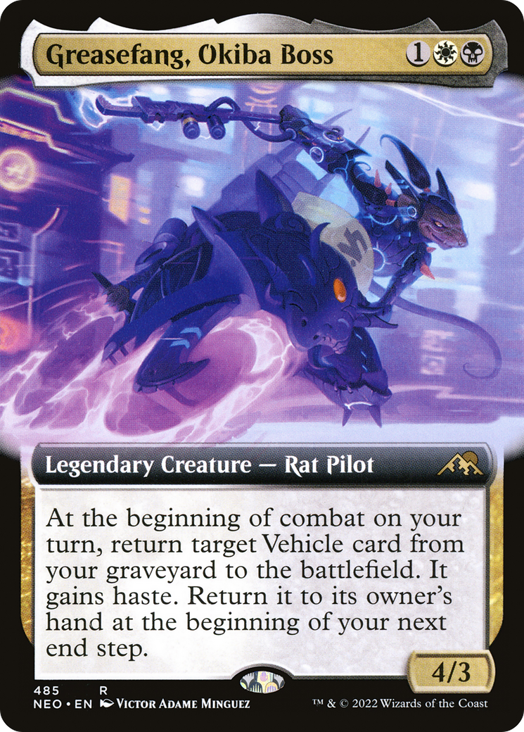 Greasefang, Okiba Boss (NEO-485) [Kamigawa: Neon Dynasty] (Extended Art) Foil MTG Single Wizards of the Coast