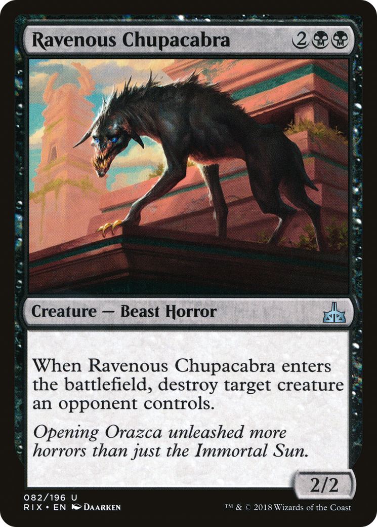 Ravenous Chupacabra (RIX-082) [Rivals of Ixalan] MTG Single Wizards of the Coast