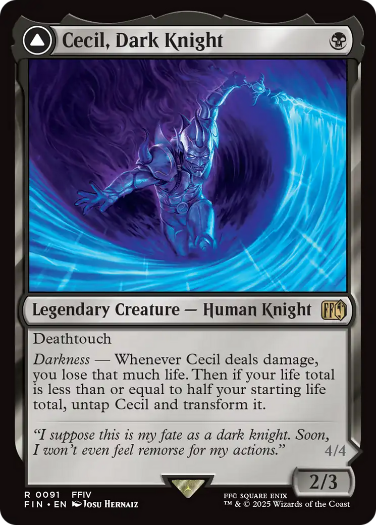Cecil, Dark Knight // Cecil, Redeemed Paladin (FIN-091) [FINAL FANTASY] MTG Single Wizards of the Coast