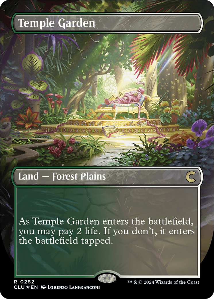 Temple Garden (CLU-282) [Ravnica: Clue Edition] (Borderless) Foil MTG Single Wizards of the Coast