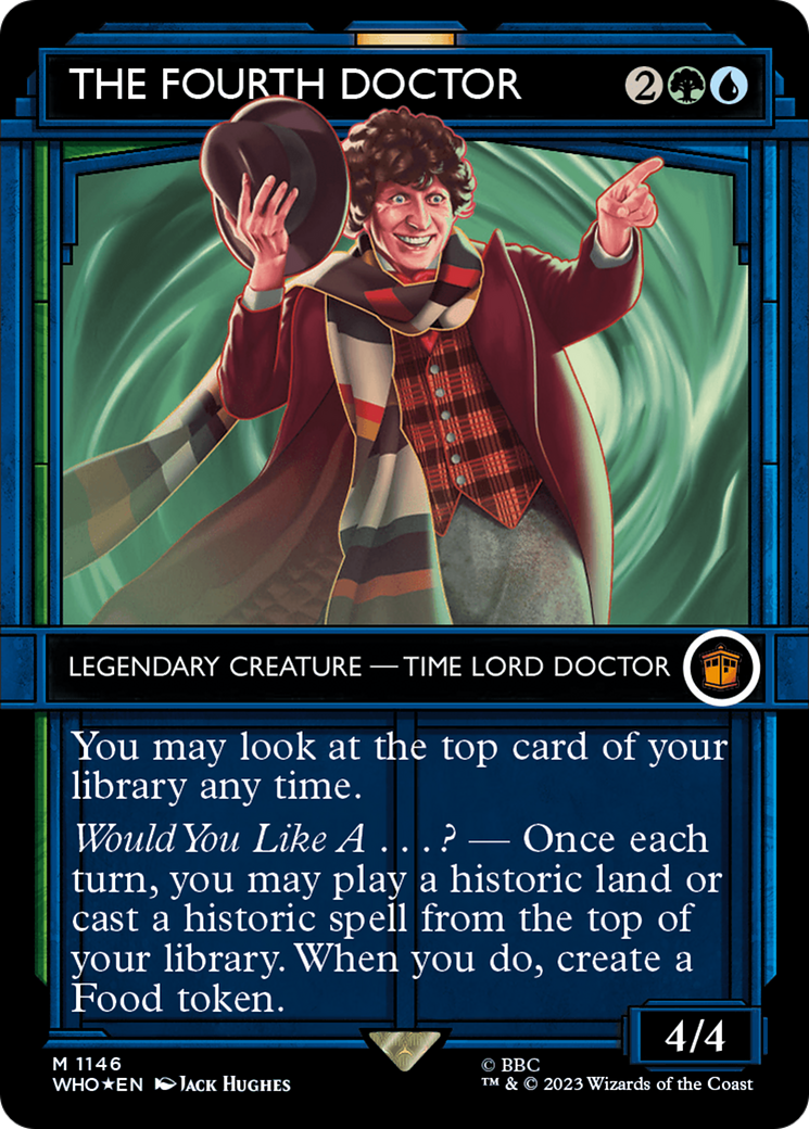 The Fourth Doctor (Surge Foil) (WHO-1146) [Doctor Who] (Showcase) (Borderless) Foil MTG Single Wizards of the Coast