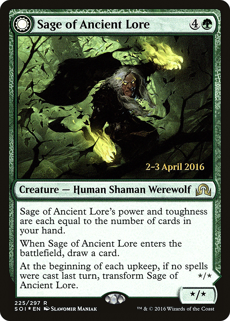 Sage of Ancient Lore (PRE-225) [Shadows over Innistrad Promos] Foil MTG Single Wizards of the Coast