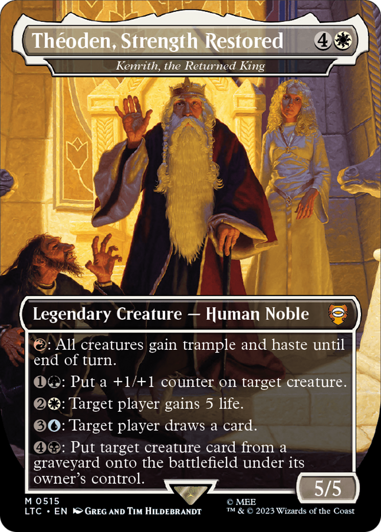 Theoden, Strength Restored - Kenrith, the Returned King (LTC-515) [Tales of Middle-earth Commander] (Borderless) MTG Single Wizards of the Coast