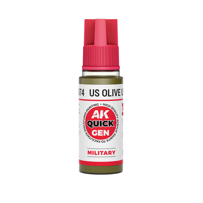 AK Interactive: Quick Gen - US Olive Uniform 18ml Model Paints AK INTERACTIVE