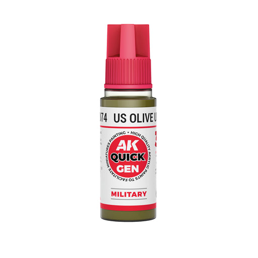 AK Interactive: Quick Gen - US Olive Uniform 18ml Model Paints AK INTERACTIVE