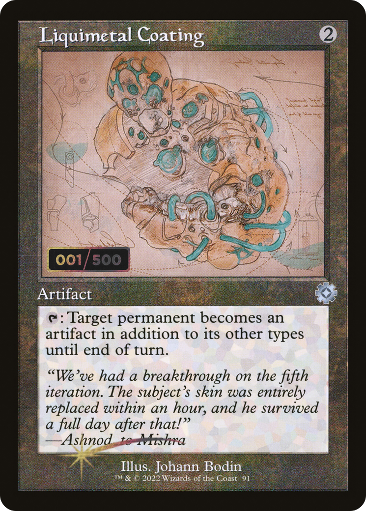 Liquimetal Coating (Schematic) (Serial Numbered) (BRR-091) [The Brothers' War Retro Artifacts] Foil MTG Single Wizards of the Coast