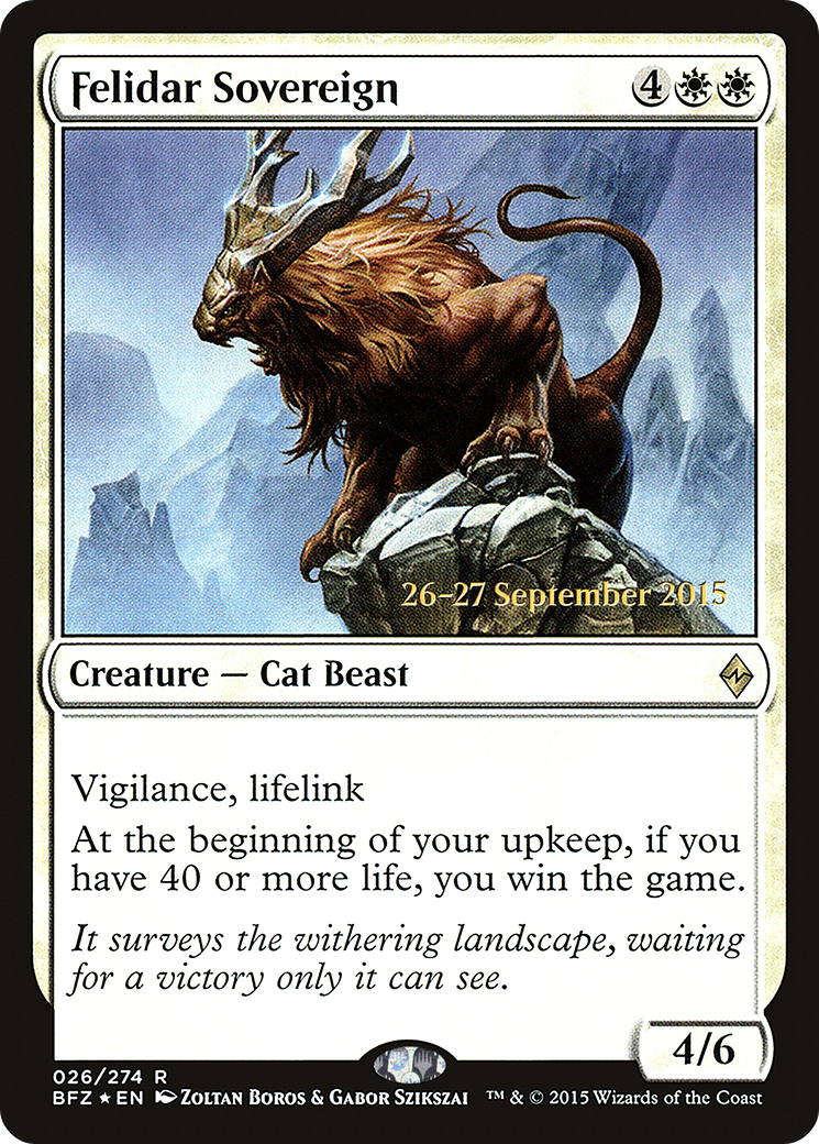 Felidar Sovereign [Battle for Zendikar Prerelease Promos] MTG Single Magic: The Gathering