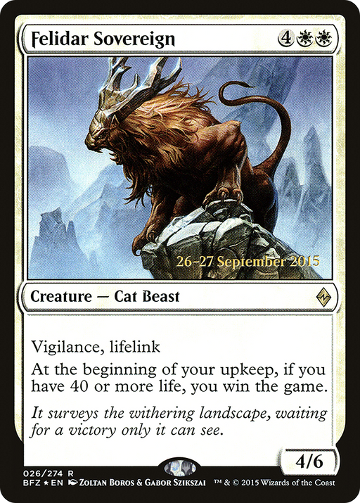 Felidar Sovereign (PRE-026) [Battle for Zendikar Promos] Foil MTG Single Wizards of the Coast