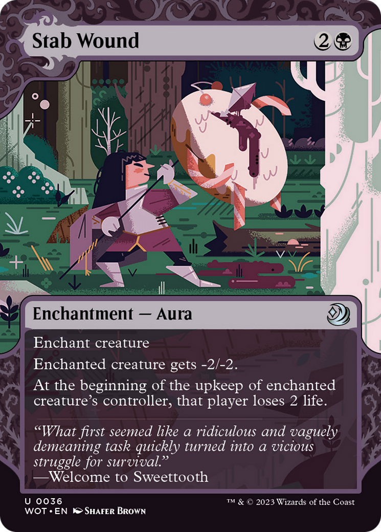 Stab Wound (WOT-036) [Wilds of Eldraine: Enchanting Tales] (Showcase) (Borderless) Foil MTG Single Wizards of the Coast